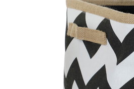 DKD Home Decor Cesta Set de 3 (2 Unidades) Blanco Negro Poliester Yute Zig Zag 32 x 21 x 37 cm