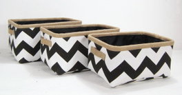 DKD Home Decor Set de 3 Cestas Zig Zag Blanco