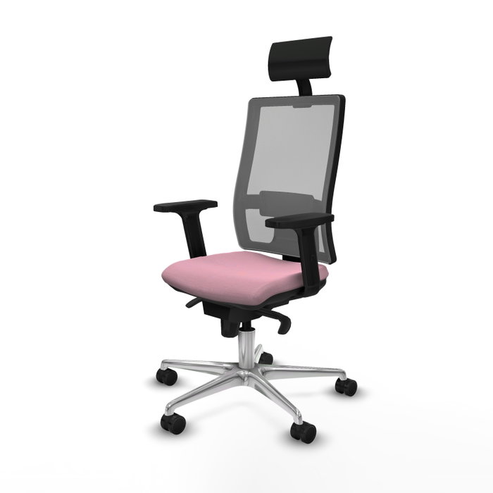 PIQUERAS Y CRESPO Silla de oficina Horna Rosa con respaldo de malla Gris