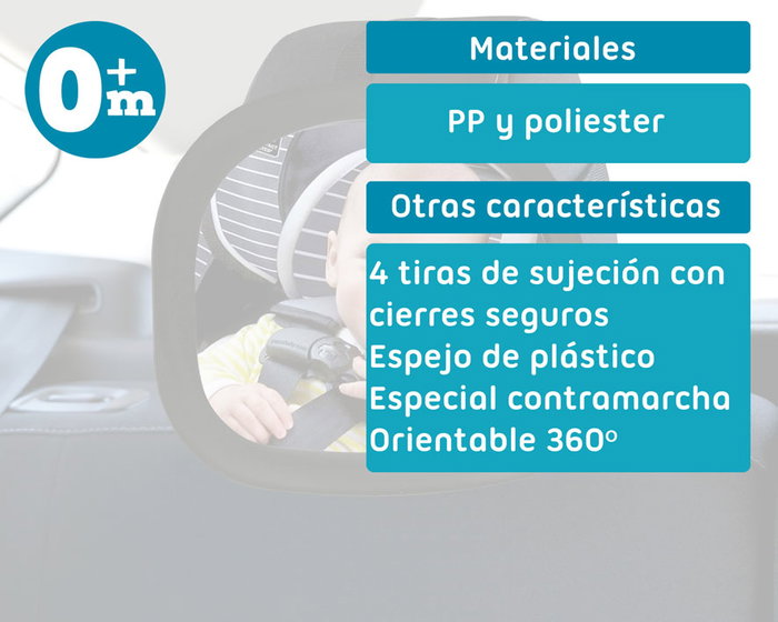 KioKids Espejo Retrovisor Trasero Orientable para Ver Bebé en Coche