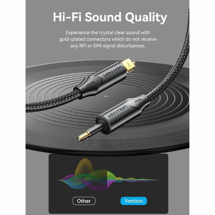 Vention Cable de Audio de Fibra Óptica Trenzado 1.5 m Negro BKCBG Vention Cable de Audio de Fibra Óptica Trenzado 1.5 m Negro BKCBG