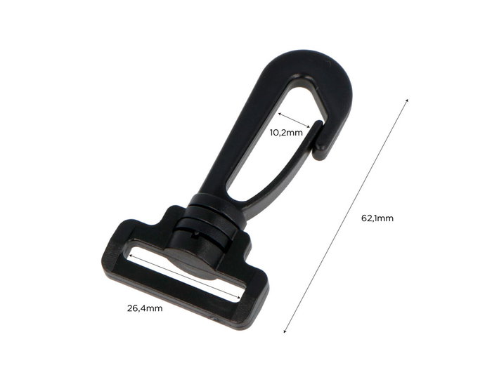 Innspiro Mosquetón Anilla Rectangular Plástico Negro 26,4 mm (5 unidades)