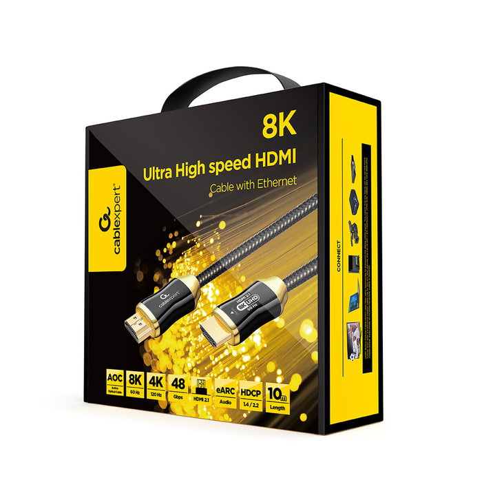 GEMBIRD Cable AOC HDMI 10m 8K UHD 60Hz Negro, Oro GEMBIRD Cable AOC HDMI 10m 8K UHD 60Hz Negro, Oro