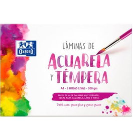 Oxford Láminas para Acuarela y Témpera 300 g A4 Doble Cara