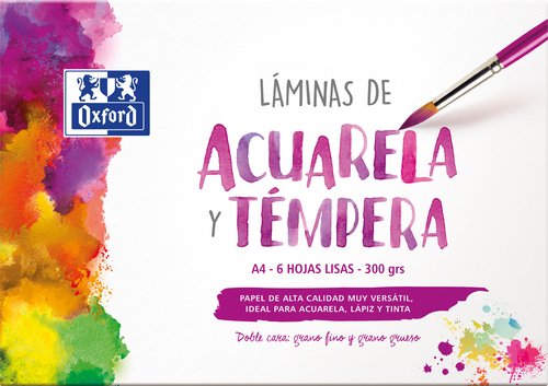 Oxford Láminas para Acuarela y Témpera 300 g A4 Doble Cara