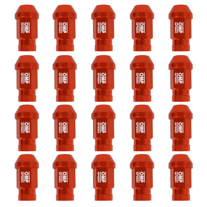 Omp OMPS09931410 Juego 20 Tuercas Rueda Aluminio 7075 M14x1.5 Llave 19mm Largo 40mm Naranja