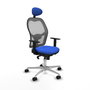 PIQUERAS Y CRESPO Silla de oficina Jorquera con mecanismo Sincro, Tela Azul y Malla Gris