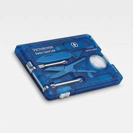 VICTORINOX V-0.73 22.T2 Swiss Card Lite Llavero Multifunción de 10 Herramientas (Azul Transparente)