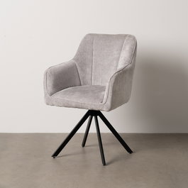 Silla Brazos Gris Claro Tejido-Metal 58 X 58 X 83 cm (Set de 2)