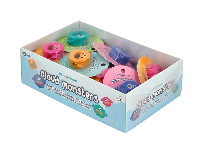 Imaginovo Goma de Borrar Fantasía con Sacapuntas, Forma de Monstruo, Colores Surtidos, Expositor de 24 Unidades Imaginovo Goma de Borrar Fantasía con Sacapuntas, Forma de Monstruo, Colores Surtidos, Expositor de 24 Unidades