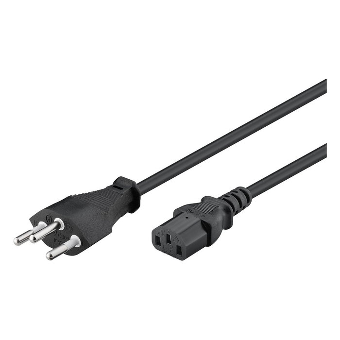 Goobay 93617 Cable de alimentación Kaltgeratekabel (Suiza) negro 2 m, SEV 1011 a IEC C13, H05VV-F3G 3G 0.75 mm2 230-250 V