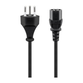 Goobay 93617 Cable de alimentación Kaltgeratekabel (Suiza) negro 2 m, SEV 1011 a IEC C13, H05VV-F3G 3G 0.75 mm2 230-250 V