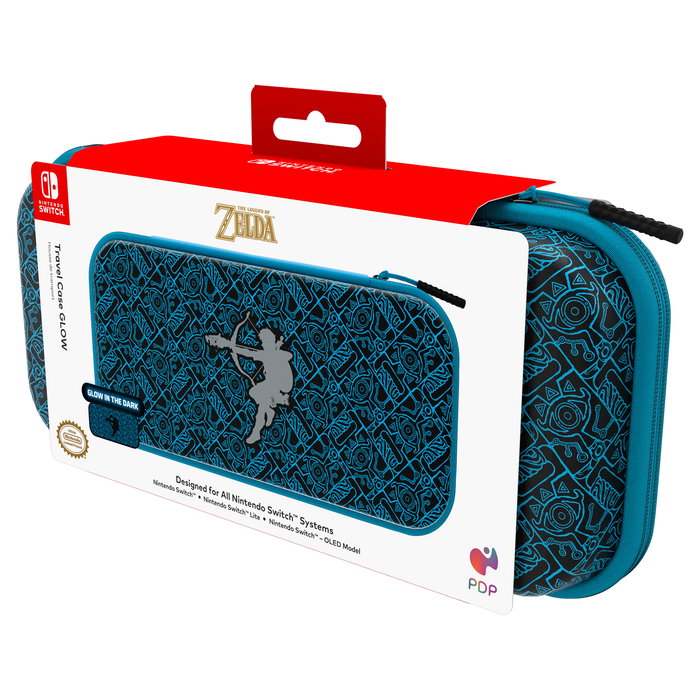PDP Estuche de viaje protector rígido SheikahShoot para Nintendo Switch, Switch Lite y Switch OLED - Negro y Turquesa - 500-218-SKSG