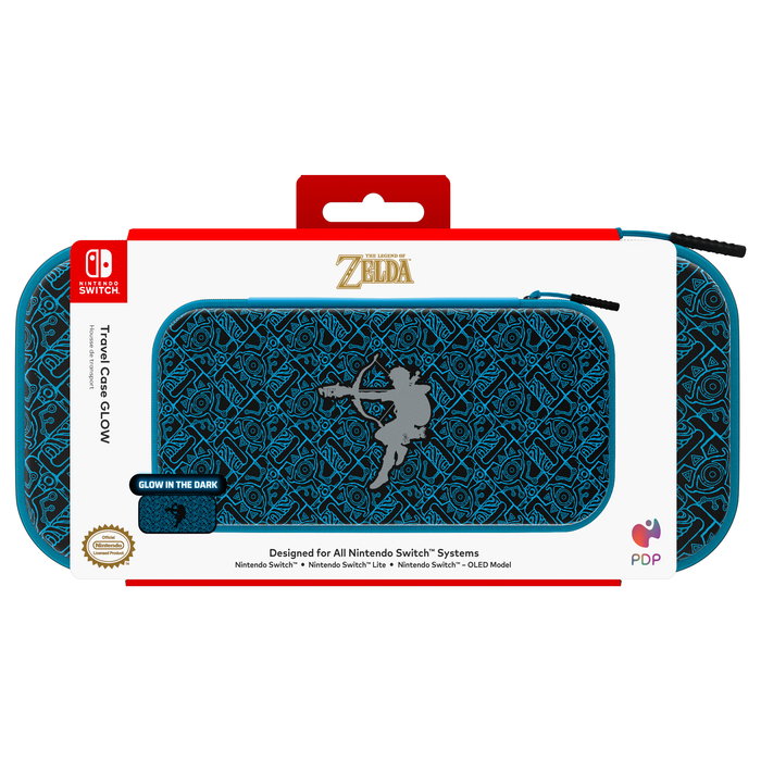PDP Estuche de viaje protector rígido SheikahShoot para Nintendo Switch, Switch Lite y Switch OLED - Negro y Turquesa - 500-218-SKSG