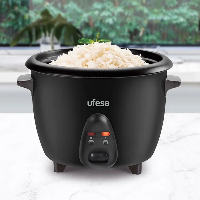 Ufesa AR4010 Jasmin Arrocera Eléctrica, 1 Litro de Capacidad, 400W, Función Mantener Caliente, Cubeta Antiadherente, Color Negro