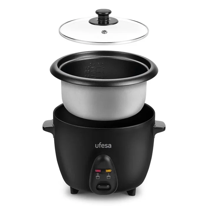 Ufesa AR4010 Jasmin Arrocera Eléctrica, 1 Litro de Capacidad, 400W, Función Mantener Caliente, Cubeta Antiadherente, Color Negro