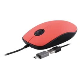 TNB Ratón con cable SUNSET USB-A y USB-C Rojo