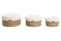 DKD Home Decor Cesta Boho Natural Blanco Fibra Algodon Set 3 Piezas 32 x 18 x 32 cm