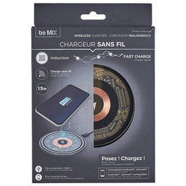 Be Mix Cargador de Inducción 15W, Carga Rápida Inalámbrica Compatible con iPhone y Android, Incluye Cable USB-C