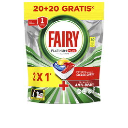 Fairy Platinum Plus Limón lavavajillas Cápsulas, 40 unidades, con Sal, Detergente 3 cámaras líquido, para limpieza efectiva
