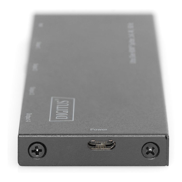Digitus Divisor HDMI Ultra Slim 1x4, 4K@60Hz, Full HD, Negro, Metal