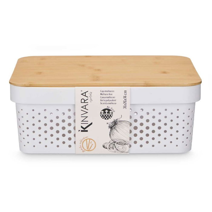 Caja Multiusos Kinvara Blanco Marrón Bambú Polipropileno (6 Unidades)