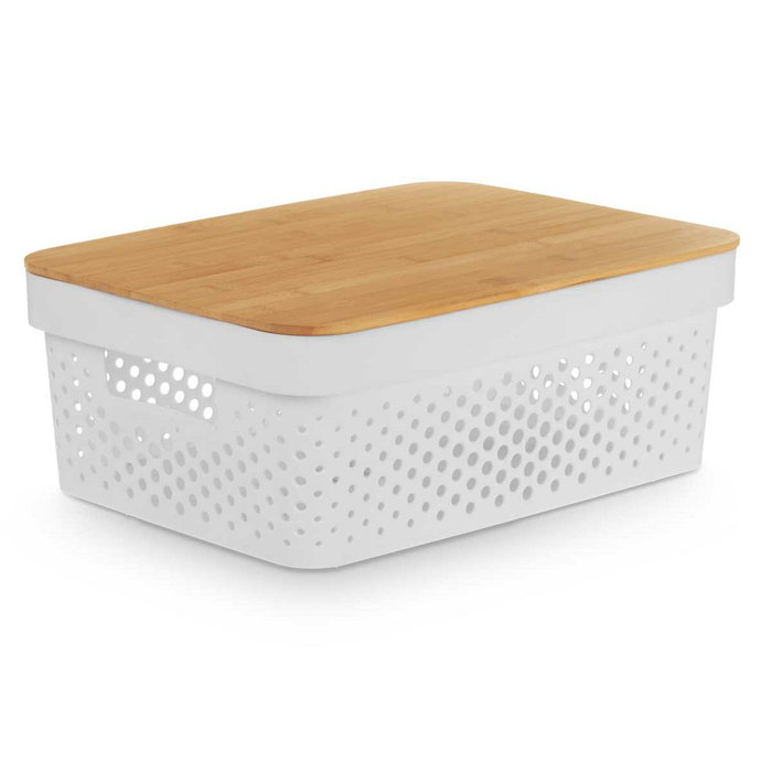 Caja Multiusos Kinvara Blanco Marrón Bambú Polipropileno (6 Unidades)