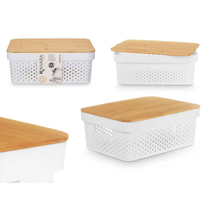 Caja Multiusos Kinvara Blanco Marrón Bambú Polipropileno (6 Unidades)