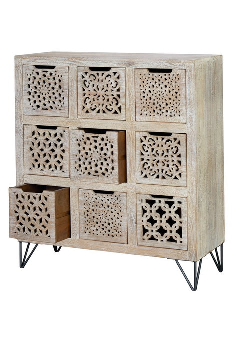 Giner y Colomer Comoda 9 Cajones Madera de Mango Blanco Envejecido Giner y Colomer Comoda 9 Cajones Madera de Mango Blanco Envejecido