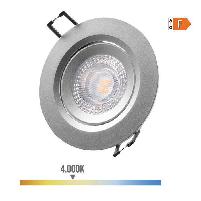 Edm Downlight led empotrable redondo 5w 4000k luz día color cromo ø9 cm Edm Downlight led empotrable redondo 5w 4000k luz día color cromo ø9 cm