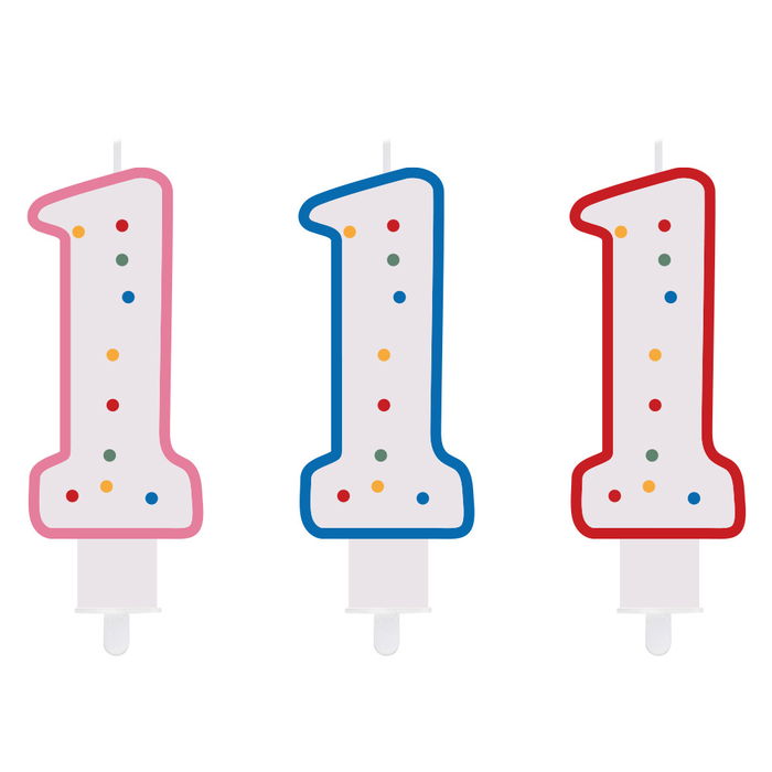 Party Time Vela Aniversario 1 con Pincho 14 cm Colores Surtidos