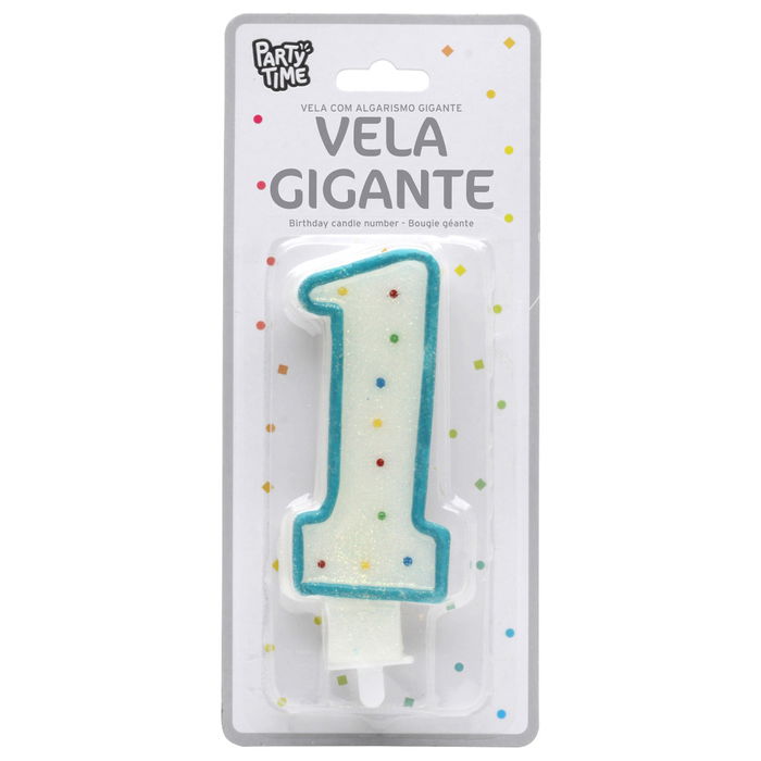 Party Time Vela Aniversario 1 con Pincho 14 cm Colores Surtidos