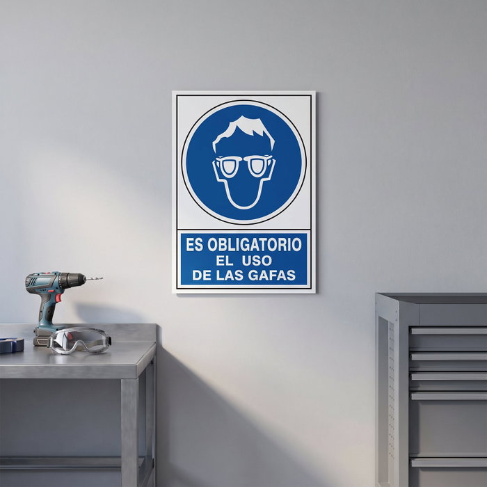 DUVER Señal de Obligación Uso de Gafas 345x245 mm