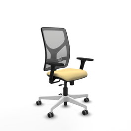 PIQUERAS Y CRESPO Silla de oficina Motilla con mecanismo Sincro/Traslack, Similpiel Crema y Malla Gris