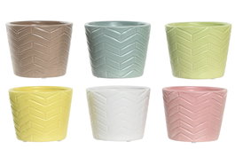 DKD Home Decor Maceta Dolomite Zigzag Surtida Pack de 6