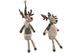 DKD Home Decor Figuras de Reno Surtidas Beige y Verde
