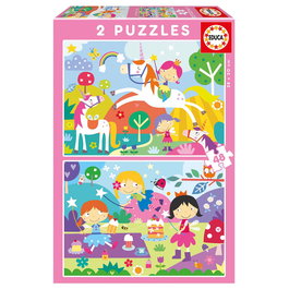 Educa Puzzles 2X48 Mundo De Fantasía 19993 Educa 4 Puzzles Progresivos 20-80 Piezas +4 Años