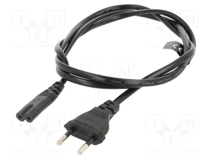 SAVIO Cable de alimentación H03VVH2-F 2x0,5mm2 CEE 7/16 (C) a IEC C7 hembra SAVIO Cable de alimentación H03VVH2-F 2x0,5mm2 CEE 7/16 (C) a IEC C7 hembra