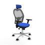 PIQUERAS Y CRESPO Silla de oficina Jorquera con mecanismo Sincro, brazos 3D y cabecero regulable, Azul/Gris
