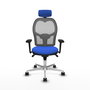 PIQUERAS Y CRESPO Silla de oficina Jorquera con mecanismo Sincro, brazos 3D y cabecero regulable, Azul/Gris