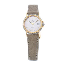 Tetra Reloj 114-R con Correa de Piel Marrón y Caja Dorada