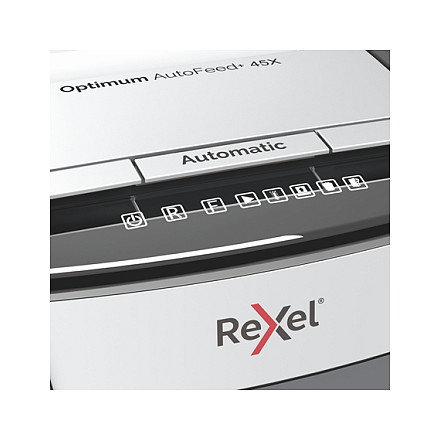 Rexel AutoFeed 45X Destructora de Papel de Corte en Partículas, 20 L, Negro y Plata Rexel AutoFeed 45X Destructora de Papel de Corte en Partículas, 20 L, Negro y Plata