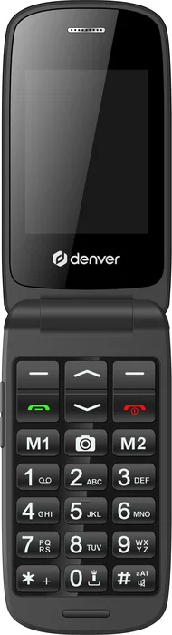 Denver BAS-24600L Móvil para Personas Mayores 4G Negro - Teléfono con Tapa, Pantalla 2.4", Cámara 0.3 MP, Bluetooth, Radio FM, Batería 900 mAh