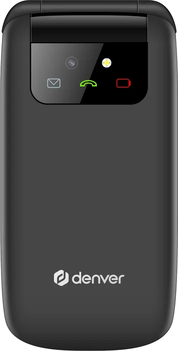 Denver BAS-24600L Móvil para Personas Mayores 4G Negro - Teléfono con Tapa, Pantalla 2.4", Cámara 0.3 MP, Bluetooth, Radio FM, Batería 900 mAh