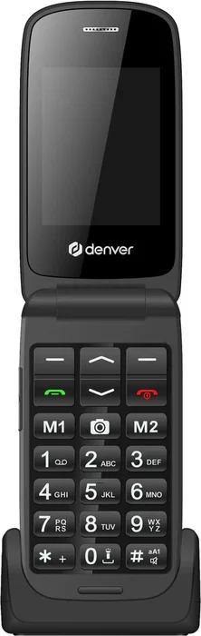 Denver BAS-24600L Móvil para Personas Mayores 4G Negro - Teléfono con Tapa, Pantalla 2.4", Cámara 0.3 MP, Bluetooth, Radio FM, Batería 900 mAh