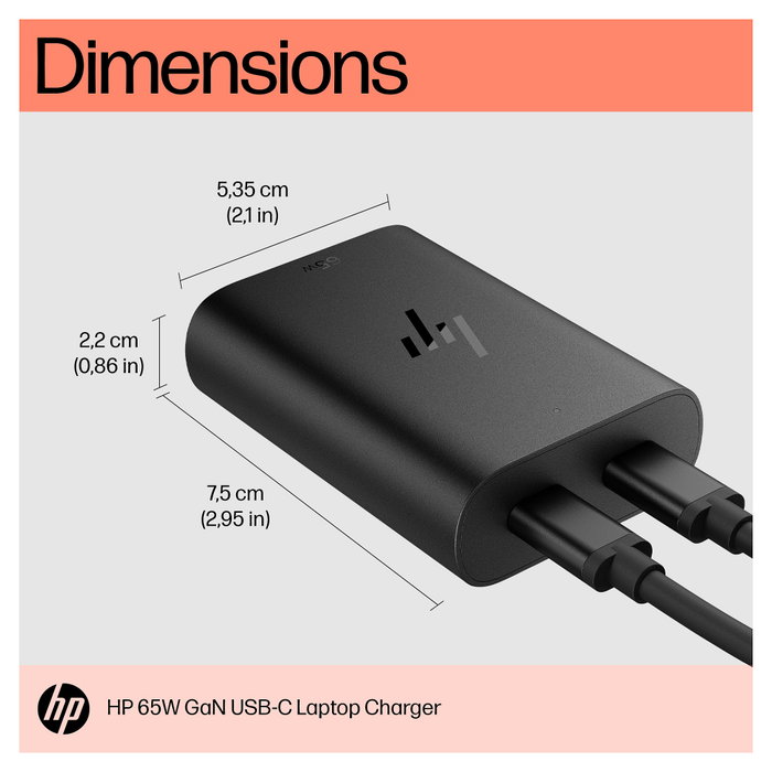 HP Cargador para Portátil 65W USB-C GaN Negro HP Cargador para Portátil 65W USB-C GaN Negro