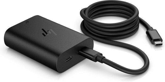 HP 65W GaN USB-C Cargador para portátil, Potencia Compacta con Doble Puerto para Carga Rápida