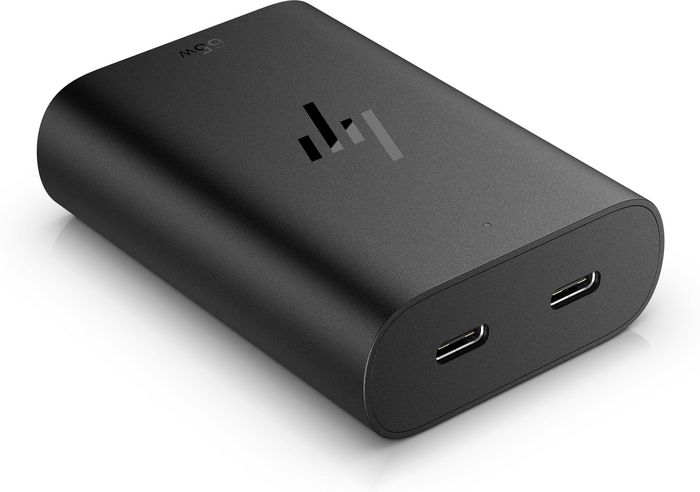 HP 65W GaN USB-C Cargador para portátil, Potencia Compacta con Doble Puerto para Carga Rápida