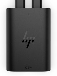 HP 65W GaN USB-C Cargador para portátil, Potencia Compacta con Doble Puerto para Carga Rápida