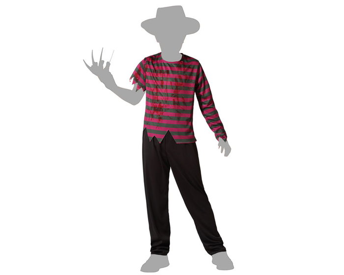 Disfraz Asesino Pesadillas Halloween Niño 3-4 Años - Conjunto Camiseta Rayas Verde Roja y Pantalón Negro de Poliéster Disfraz Asesino Pesadillas Halloween Niño 3-4 Años - Conjunto Camiseta Rayas Verde Roja y Pantalón Negro de Poliéster